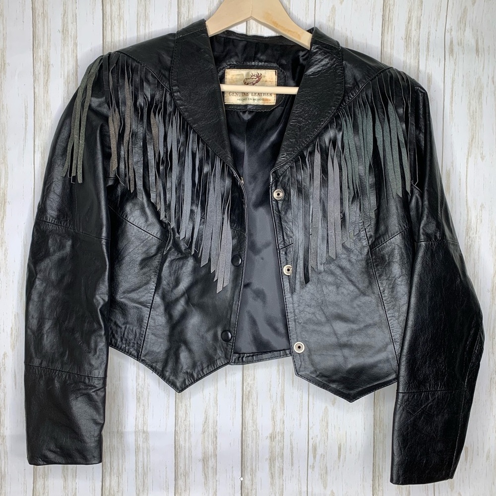 VTG Leather Fringe Valero Jacket Small EUC